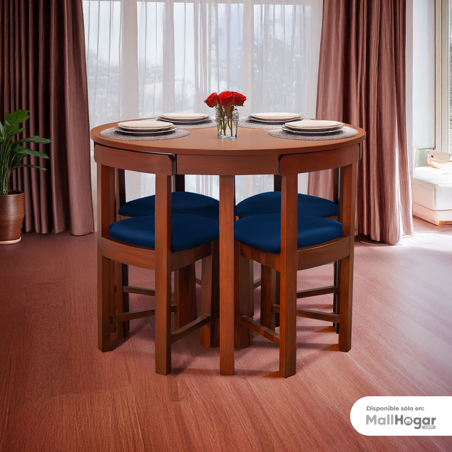 Juego de comedor Anabella 4 Sillas - Azul