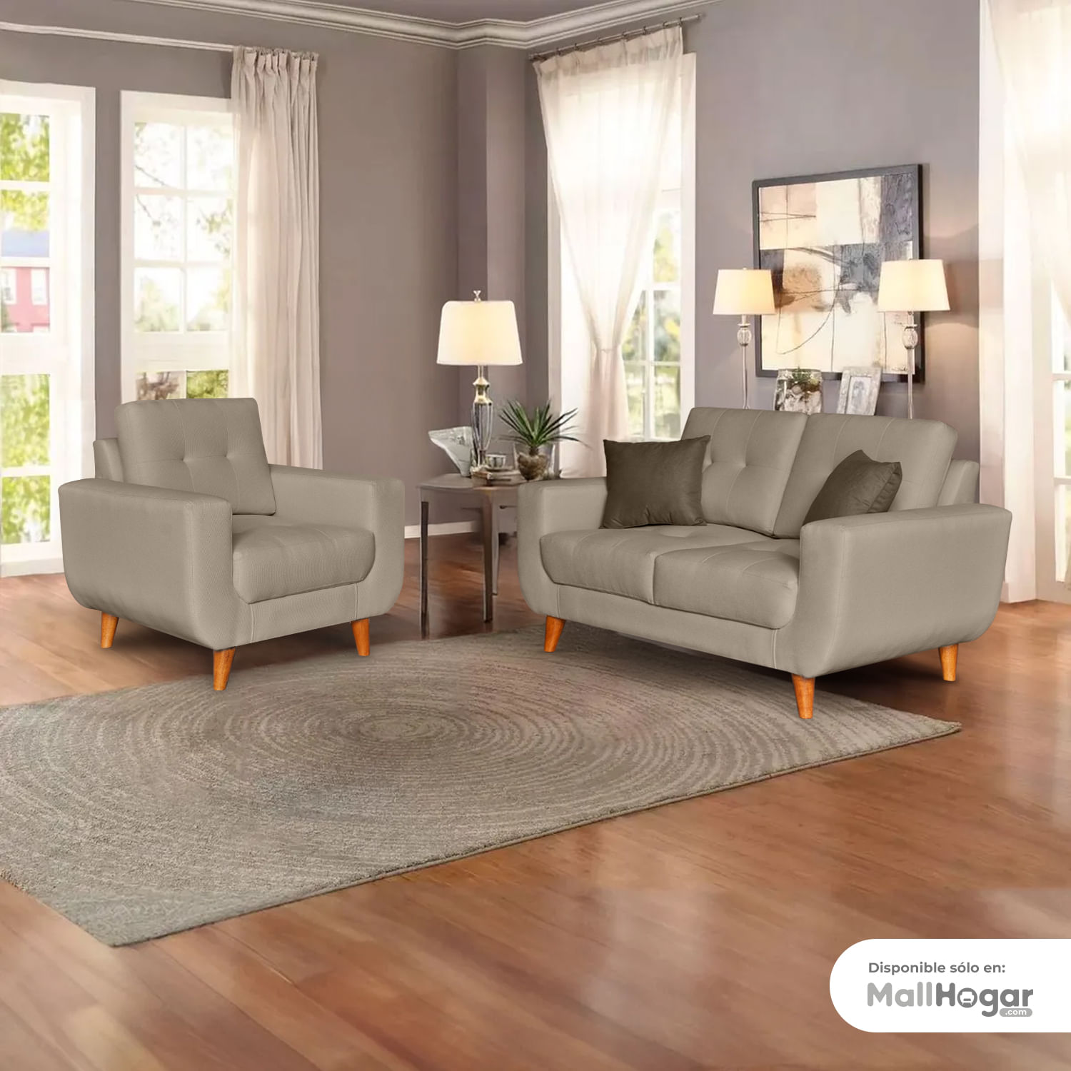 Juego de Sala Micaela 2-1 - Beige Oscuro