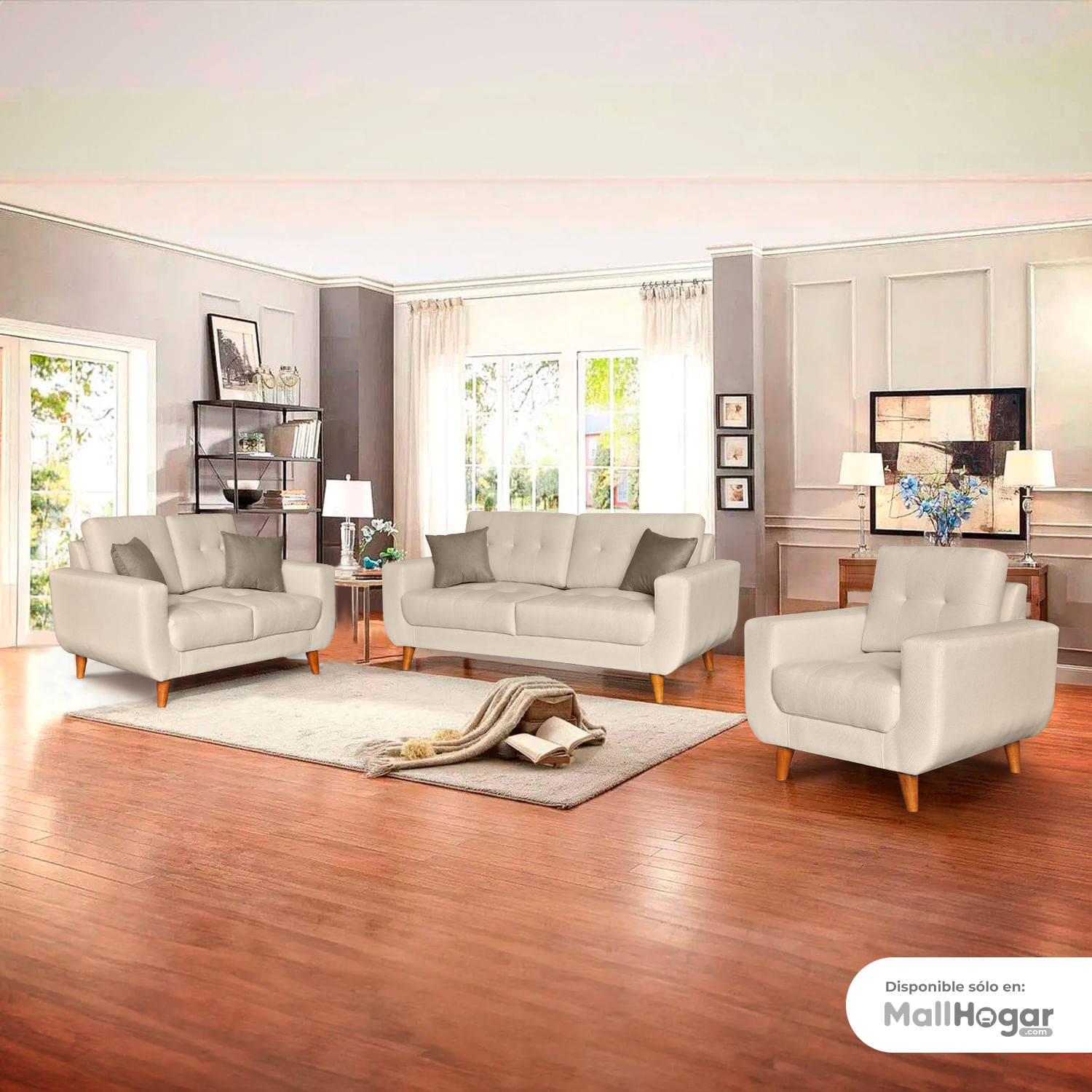 Juego de Sala Micaela 3-2-1 - Beige Claro