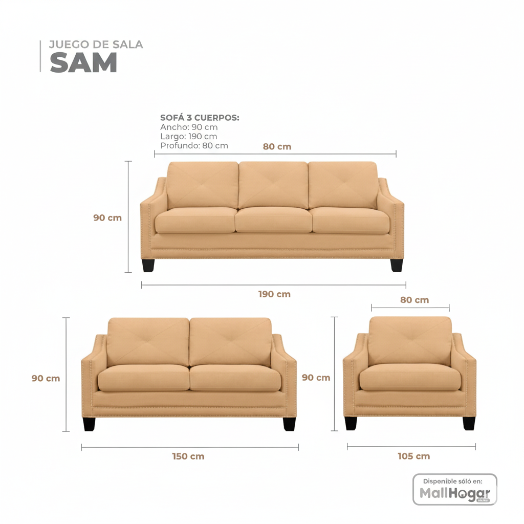 Juego de Sala Sam 3-2-1 – Mostaza