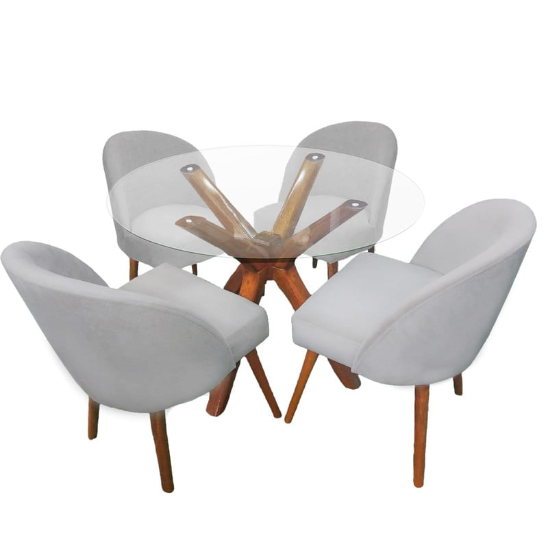 Juego de comedor Havana 4 Sillas - Gris Plata