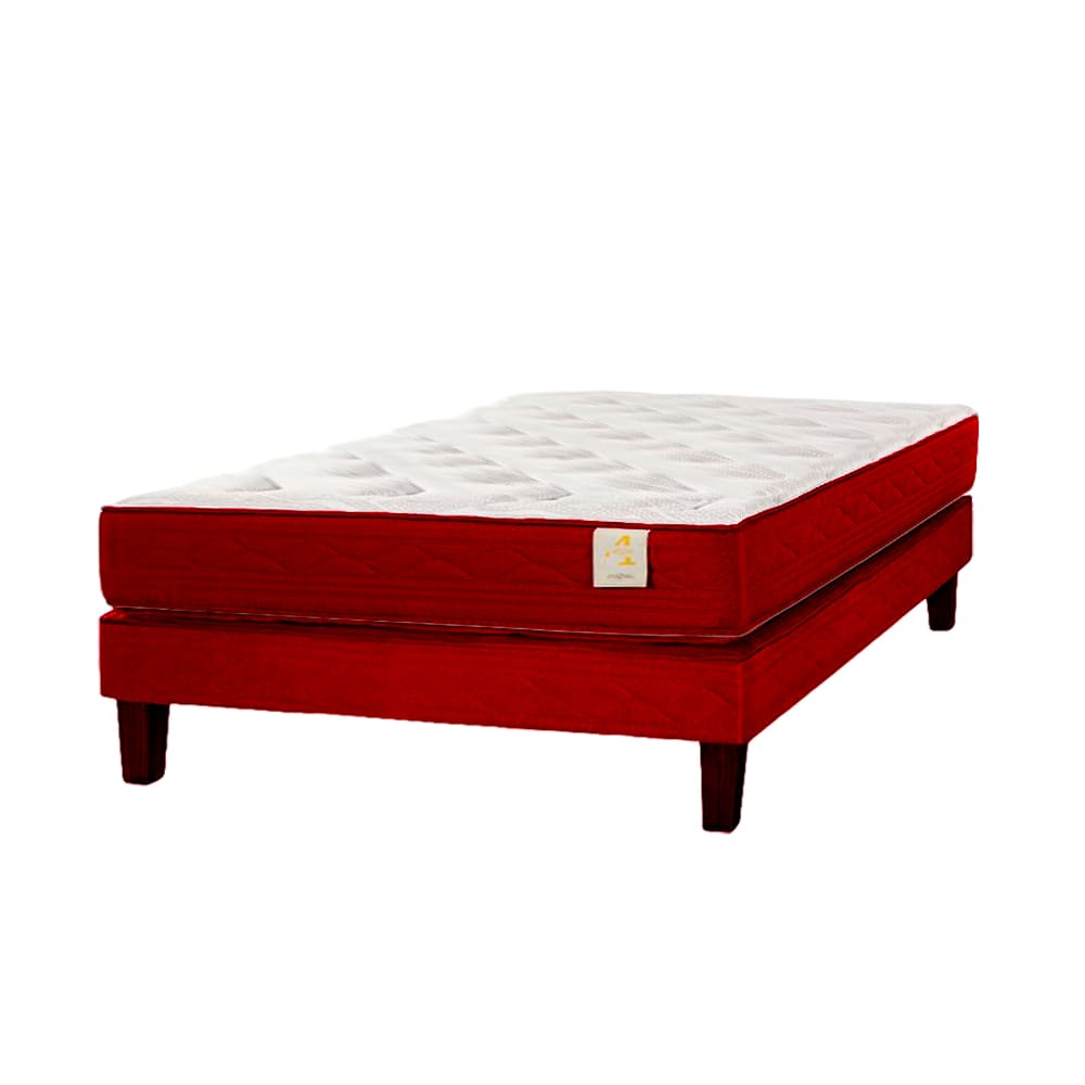 Box Tarmia + Colchón Style 4 2 Plazas - Rojo Cardenal