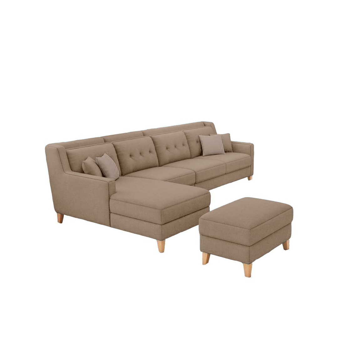 Seccional Diana Izquierdo + Banqueta - Beige oscuro