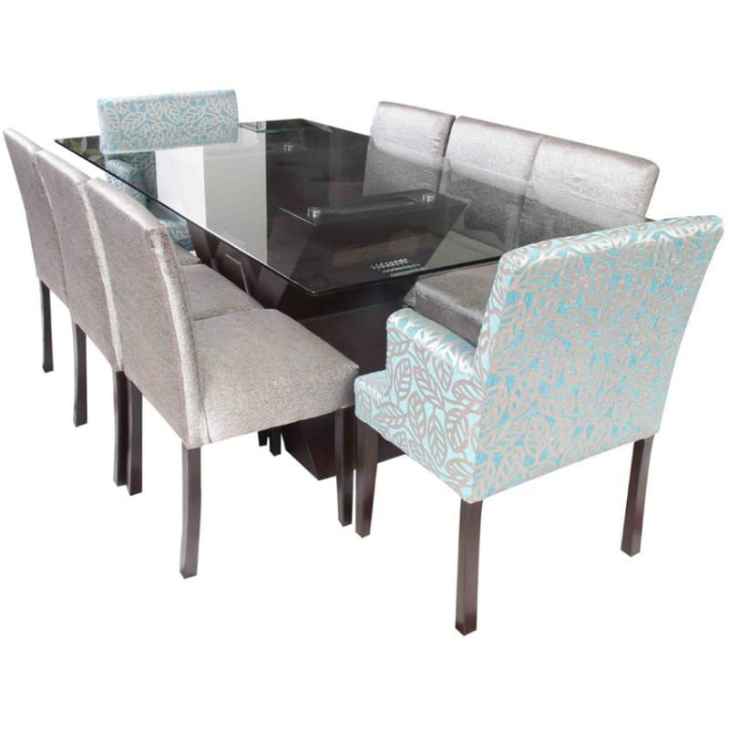 Juego de comedor Lidia 8 Sillas - Gris Plata
