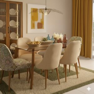 Juego de comedor Brissa 6 Sillas - Beige