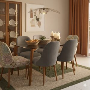Juego de comedor Brissa 6 Sillas - Plata