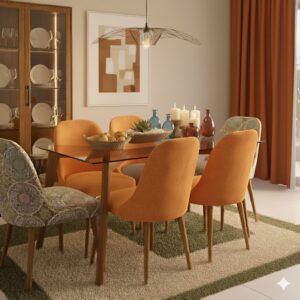 Juego de comedor Brissa 6 Sillas - Naranja