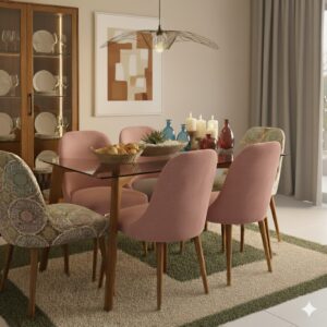 Juego de comedor Brissa 6 Sillas - Rosa