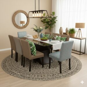 Juego de comedor Lidia 8 Sillas - Beige oscuro