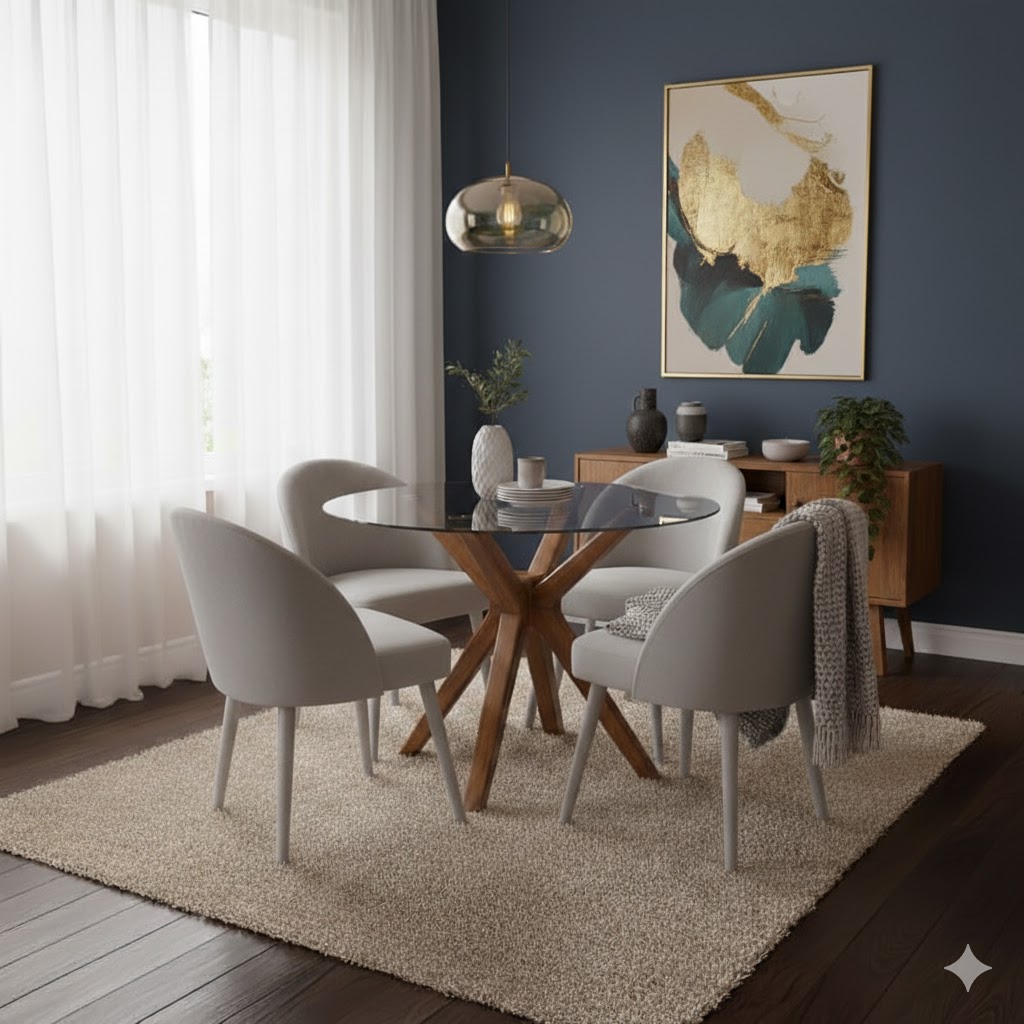 Juego de comedor Havana 4 Sillas – Gris Plata
