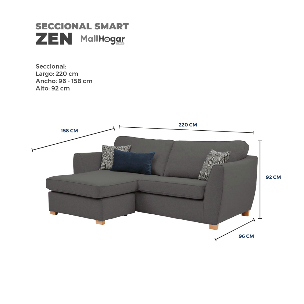 Seccional Smart Zen Intercambiable – Gris Oscuro