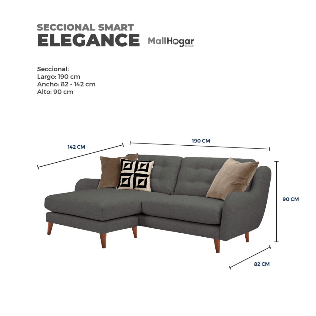 Seccional Smart Elegance Intercambiable – Gris Oscuro