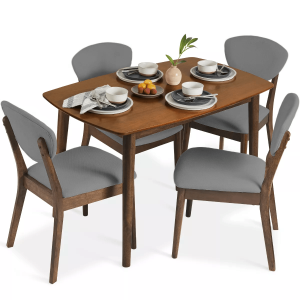 Juego de Comedor Jazmín 4 sillas - Gris Oscuro