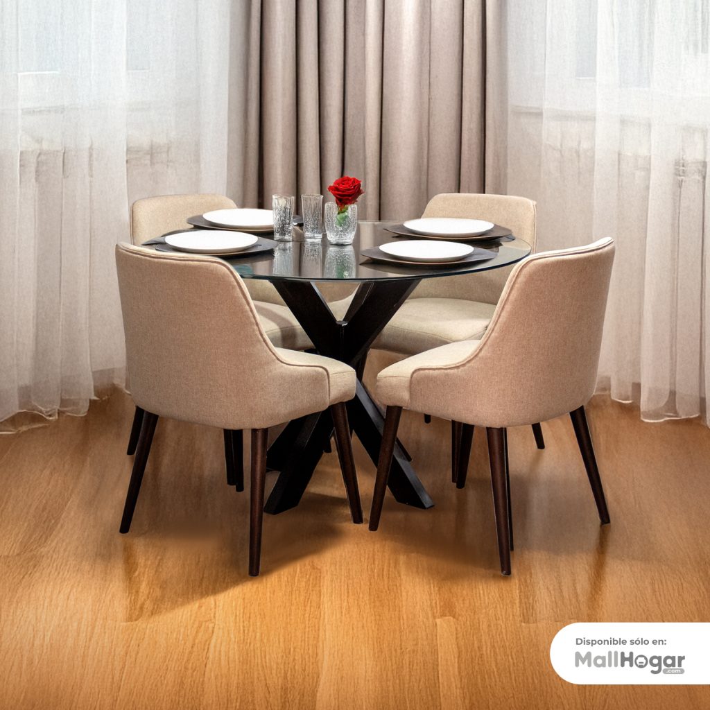 Juego de comedor Lidia 4 Sillas – Beige Oscuro