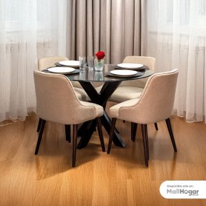 Juego de comedor Lidia 4 Sillas - Beige Oscuro