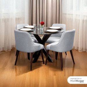 Juego de comedor Lidia 4 Sillas - Gris Plata