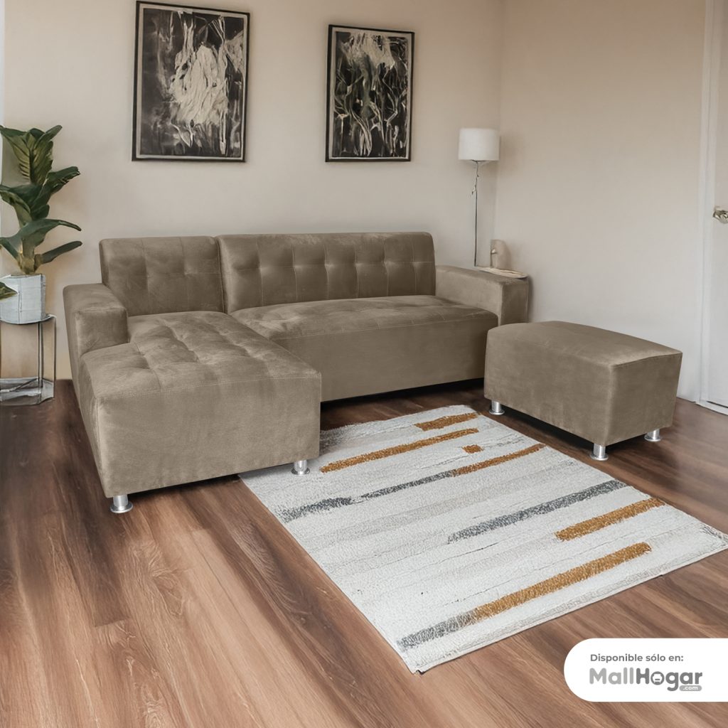 Seccional Londres Izquierdo + Banqueta – Beige Oscuro