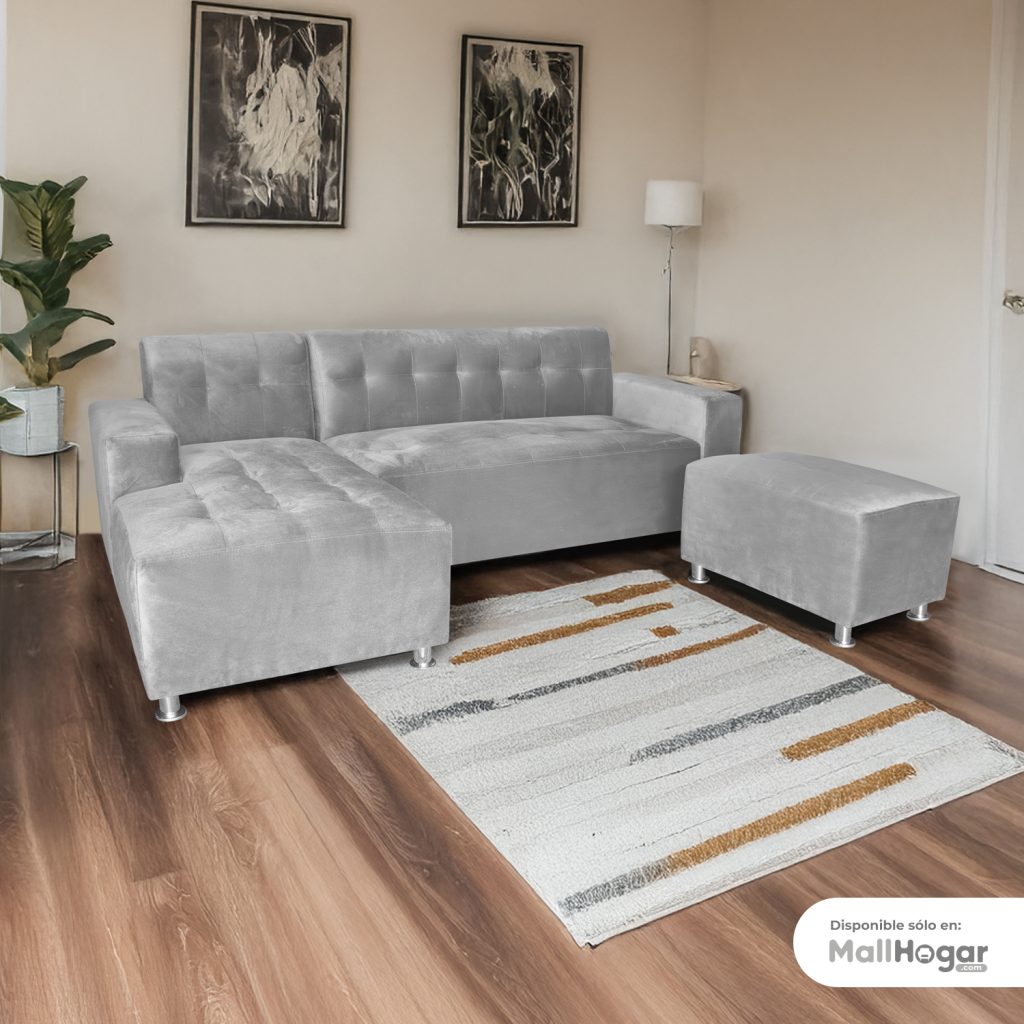 Seccional Londres Izquierdo + Banqueta – Gris Plata