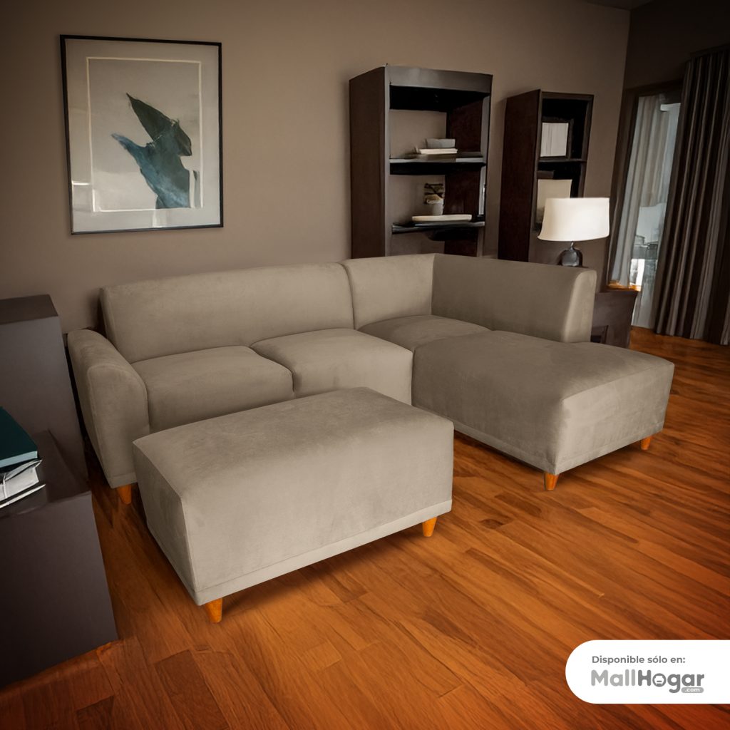 Seccional Palms Derecho + Banqueta – Beige oscuro