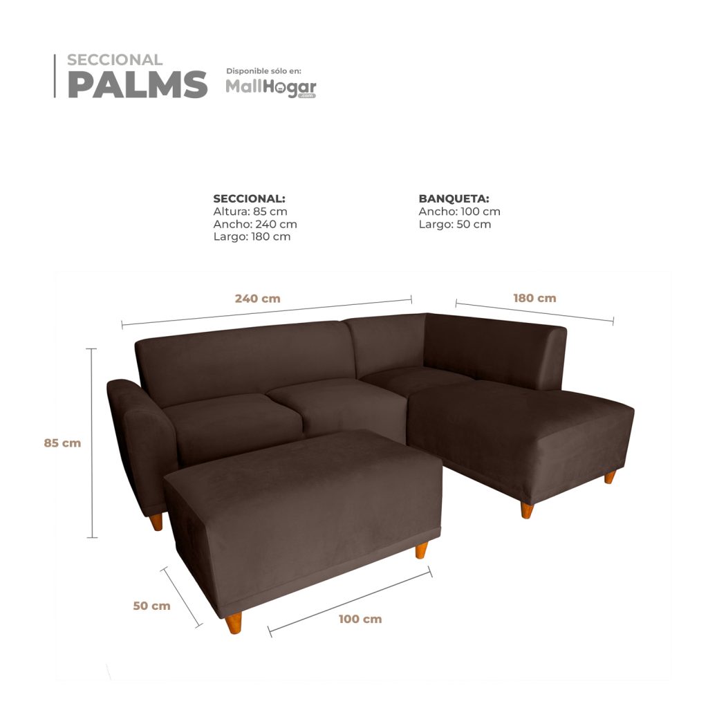 Seccional Palms Derecho + Banqueta – Chocolate