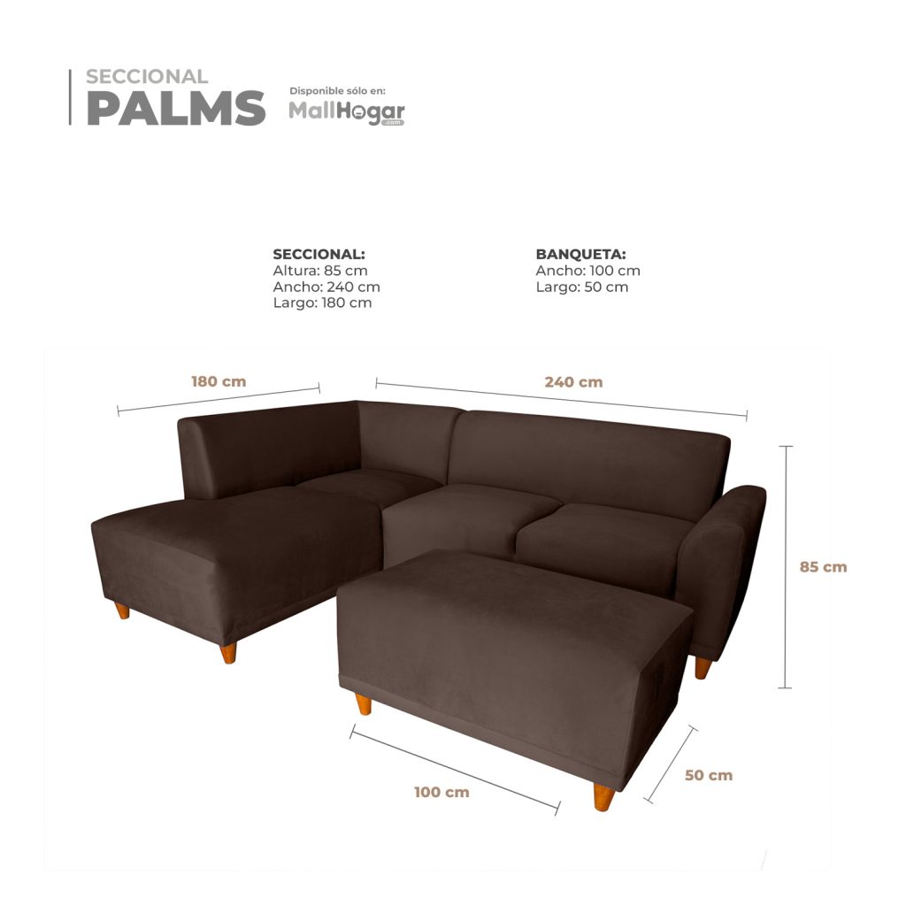 Seccional Palms Izquierdo + Banqueta – Chocolate