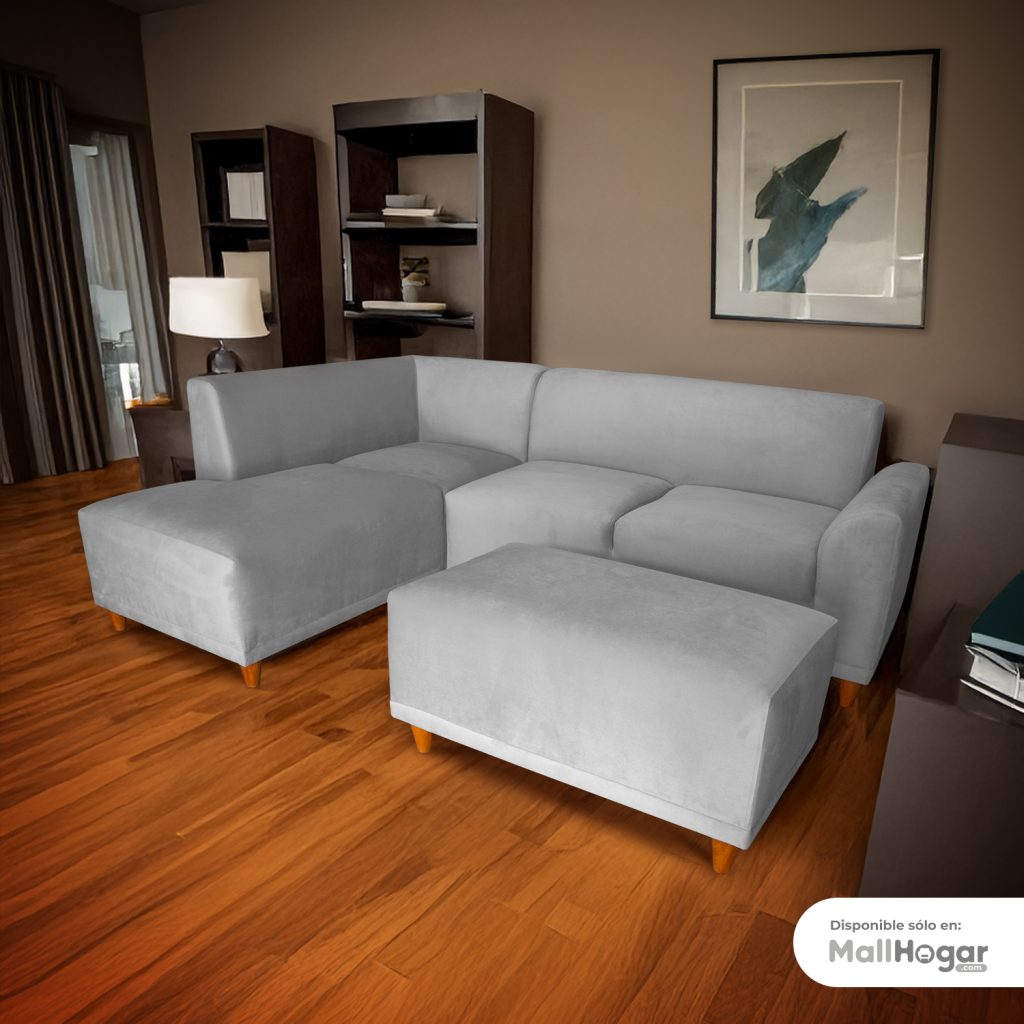 Seccional Palms Izquierdo + Banqueta – Gris Plata